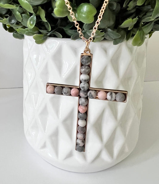 Simple beaded cross with gold chain